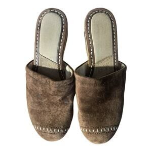 Ugg Brown Suede Wedge Slip On Shoes Women's Size 8